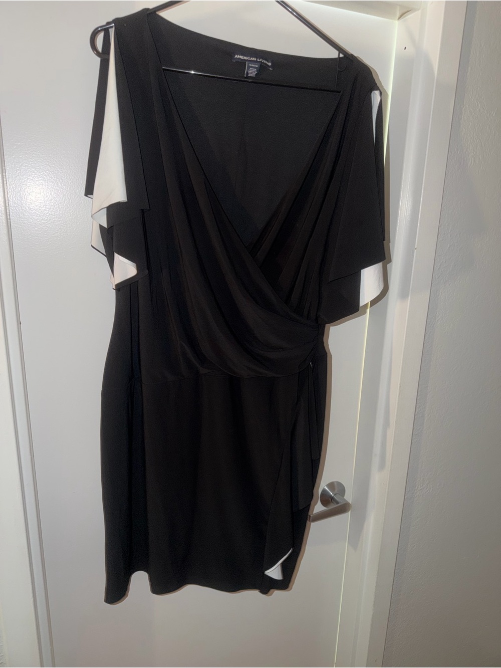American Living Black Mini Dress with White Sleeve Accents